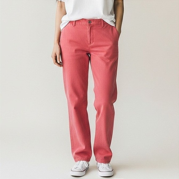 Banana Republic Pants - Banana Republic Womens Coral Red Linen Blend Straight Leg Trousers Size 12
